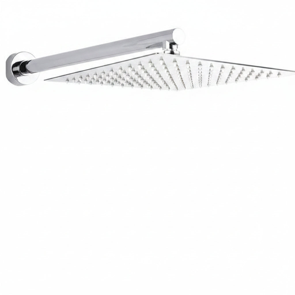 Wall-Mounted Rainfall Shower Head with Ultra-Slim Design and Chrome Finish