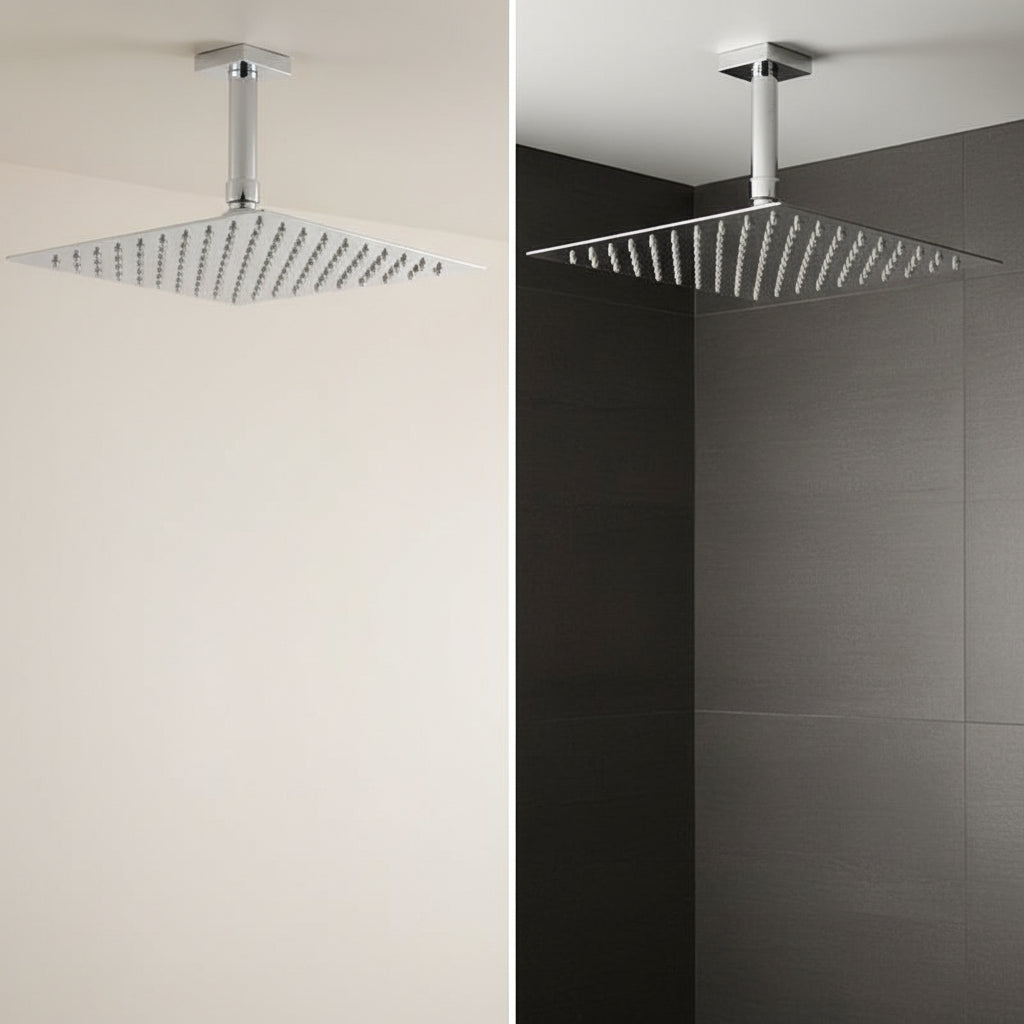 Wall-Mounted Rainfall Shower Head with Ultra-Slim Design and Chrome Finish