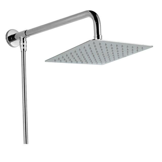 Wall-Mounted Rainfall Shower Head with Ultra-Slim Design and Chrome Finish