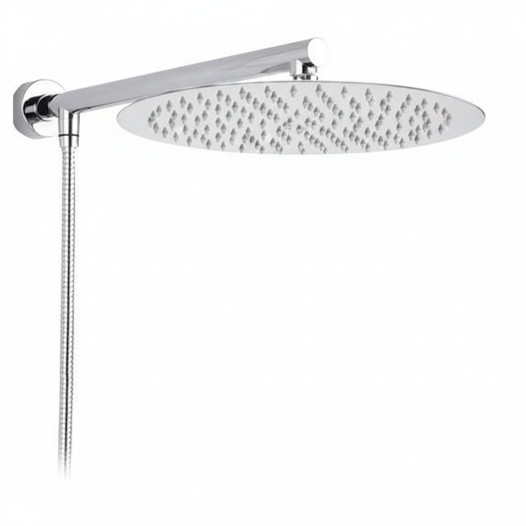 Wall-Mounted Rainfall Shower Head with Ultra-Slim Design and Chrome Finish
