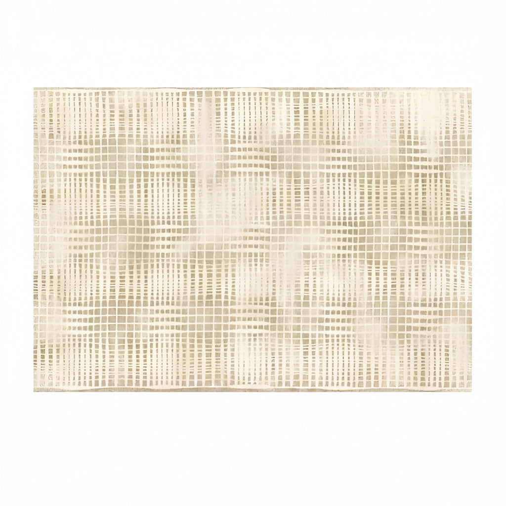 Washable Beige Mixed-Fabric Plush Rug