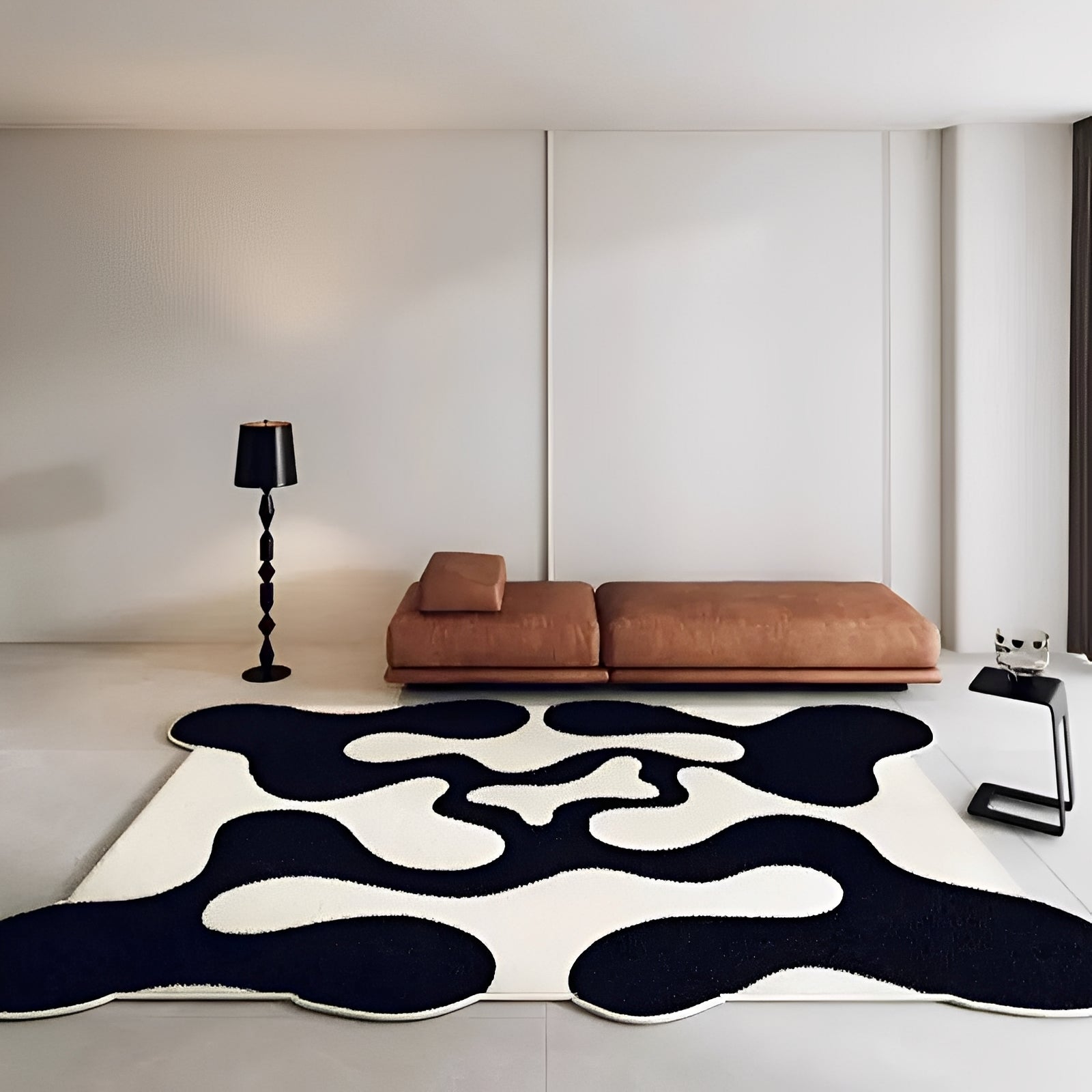 Washable Grey Terry Velvet Area Rug with Modern French-Inspired Design