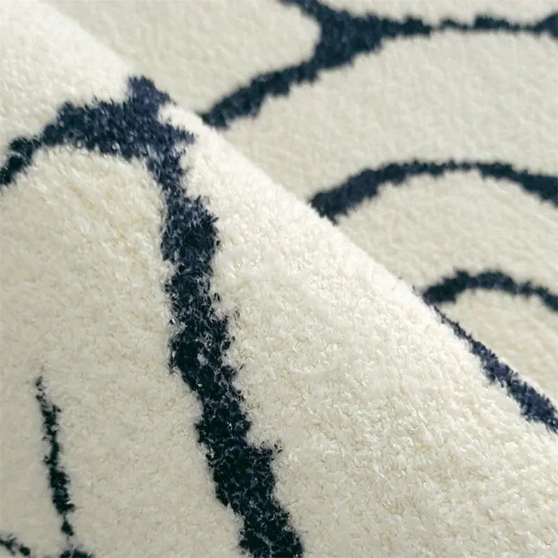 Washable Grey Terry Velvet Area Rug with Modern French-Inspired Design