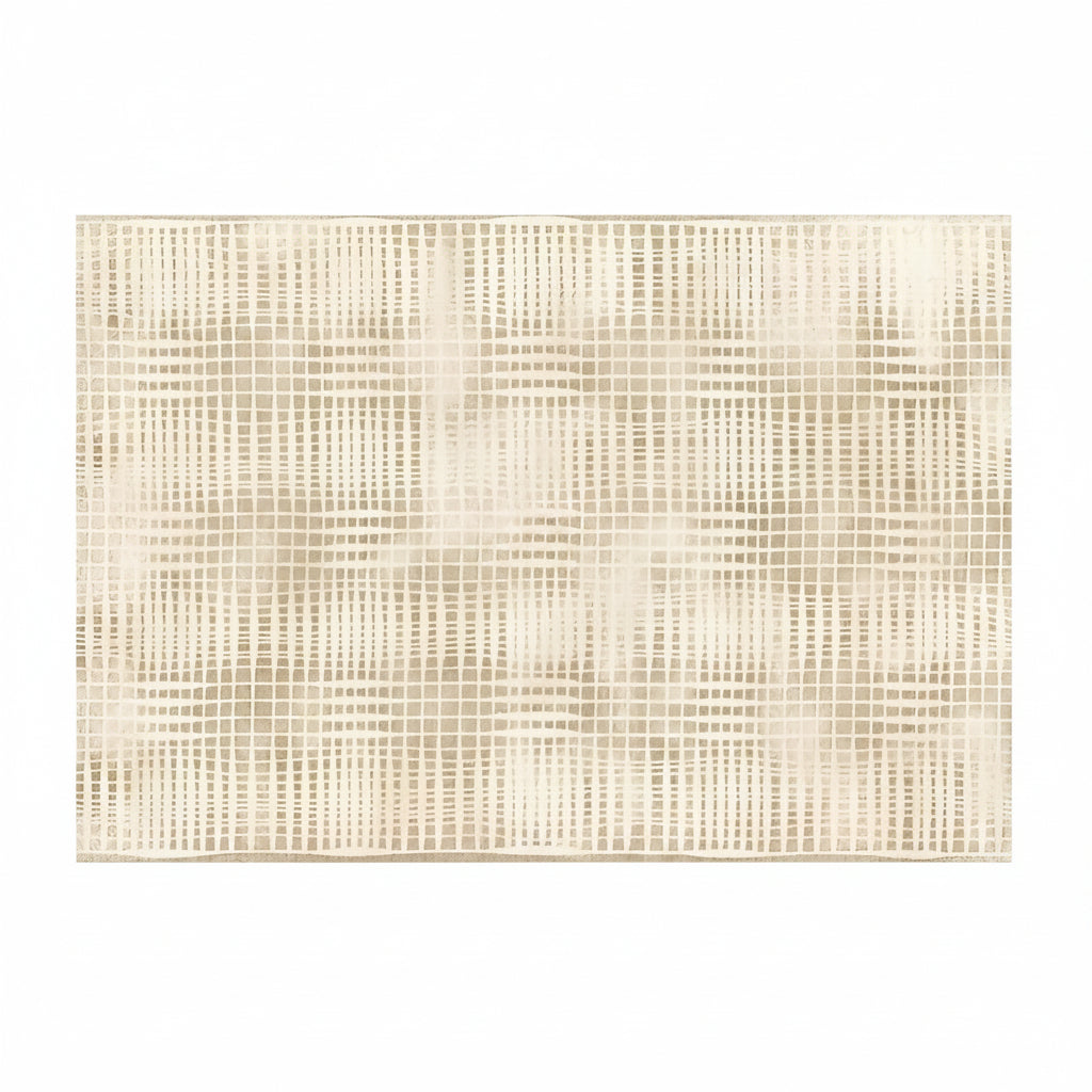 Washable Plush Area Rug in Beige with Modern Striped Design
