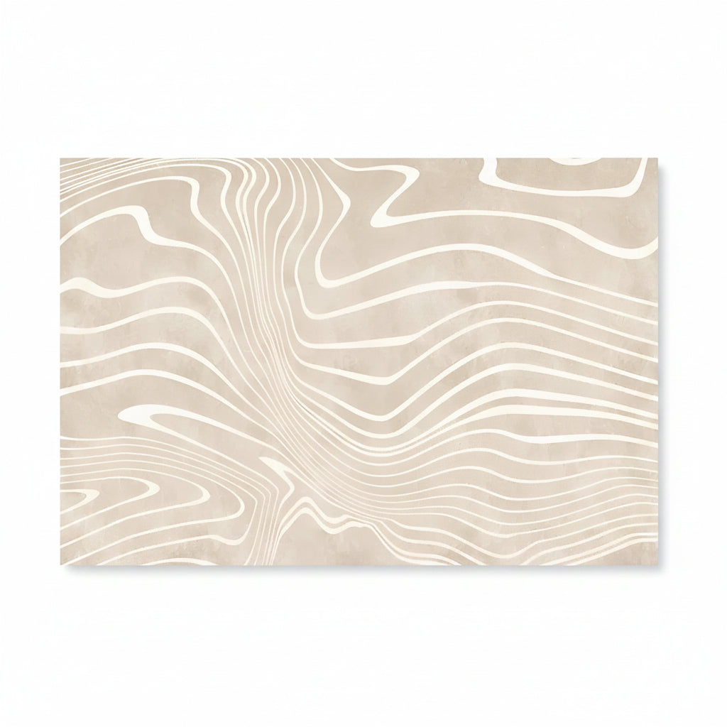 Washable Plush Area Rug in Beige with Modern Striped Design