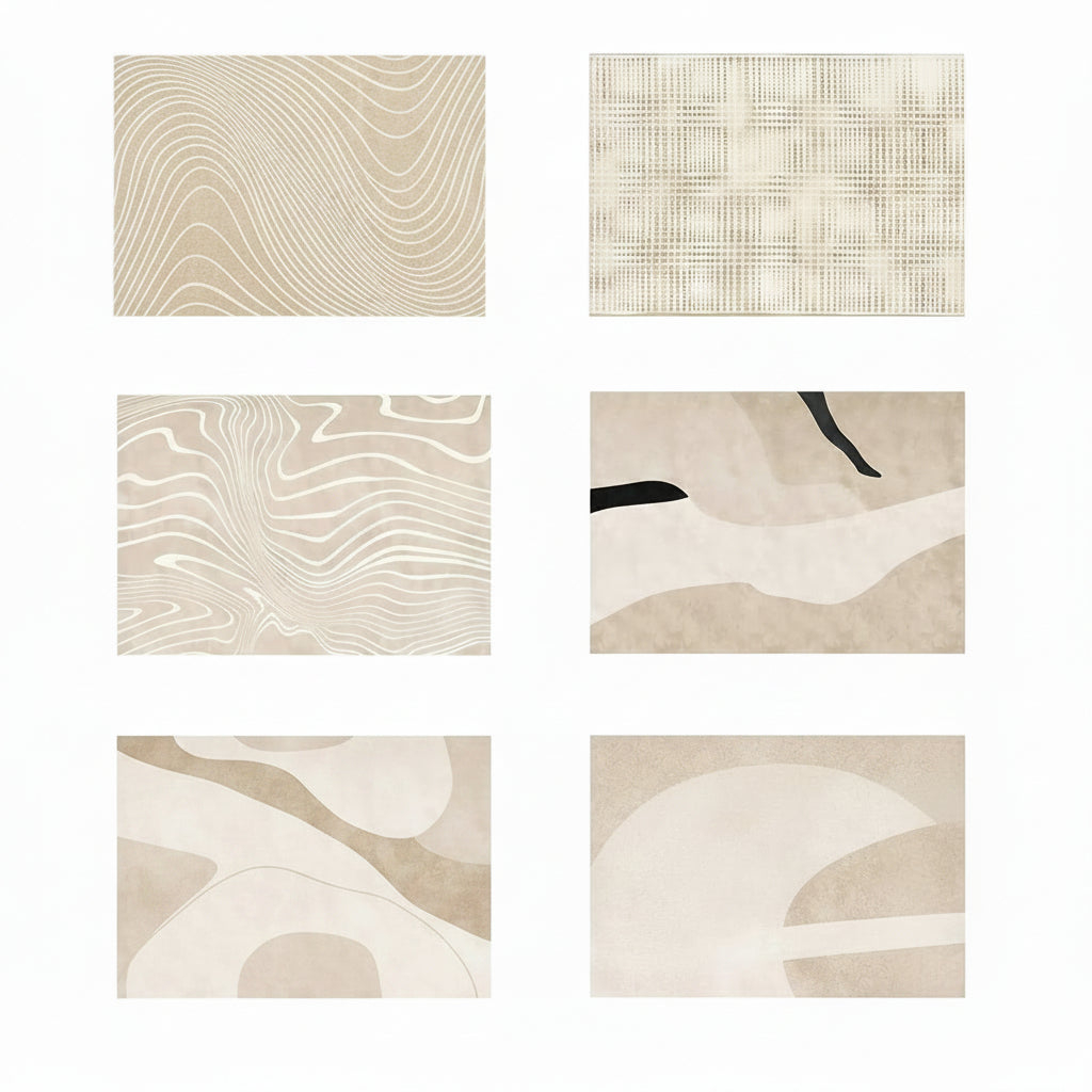 Washable Plush Area Rug in Beige with Modern Striped Design