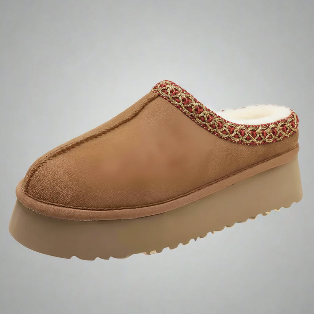 Women's Black Suede Platform Slippers