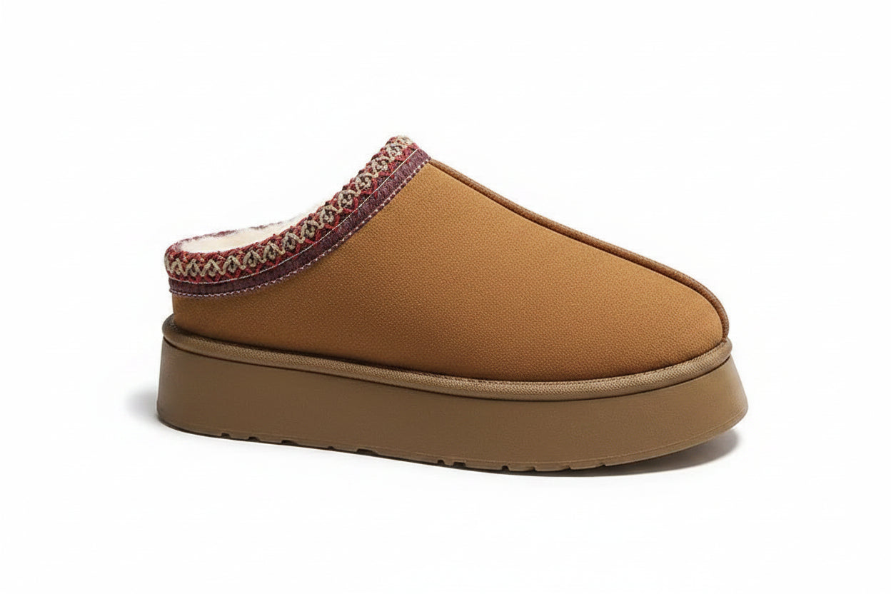 Women's Black Suede Platform Slippers