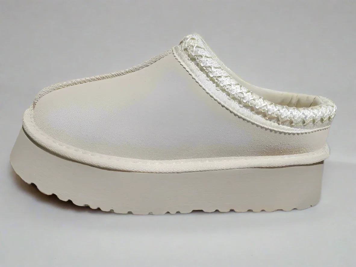 Women's Black Suede Platform Slippers