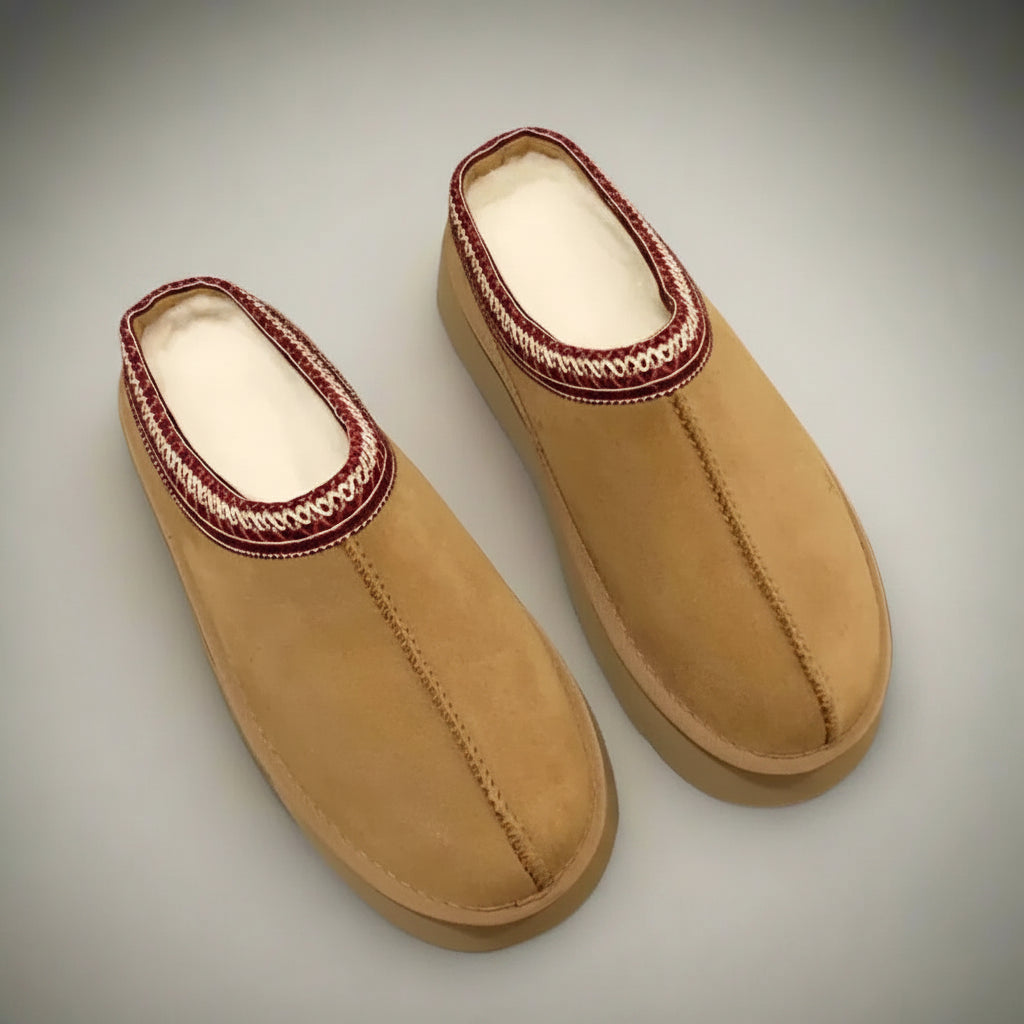 Women's Black Suede Platform Slippers