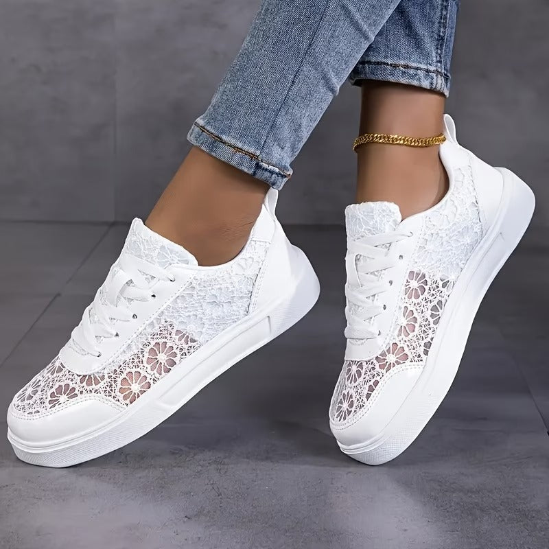 Women's Lace Sneakers Floral Design