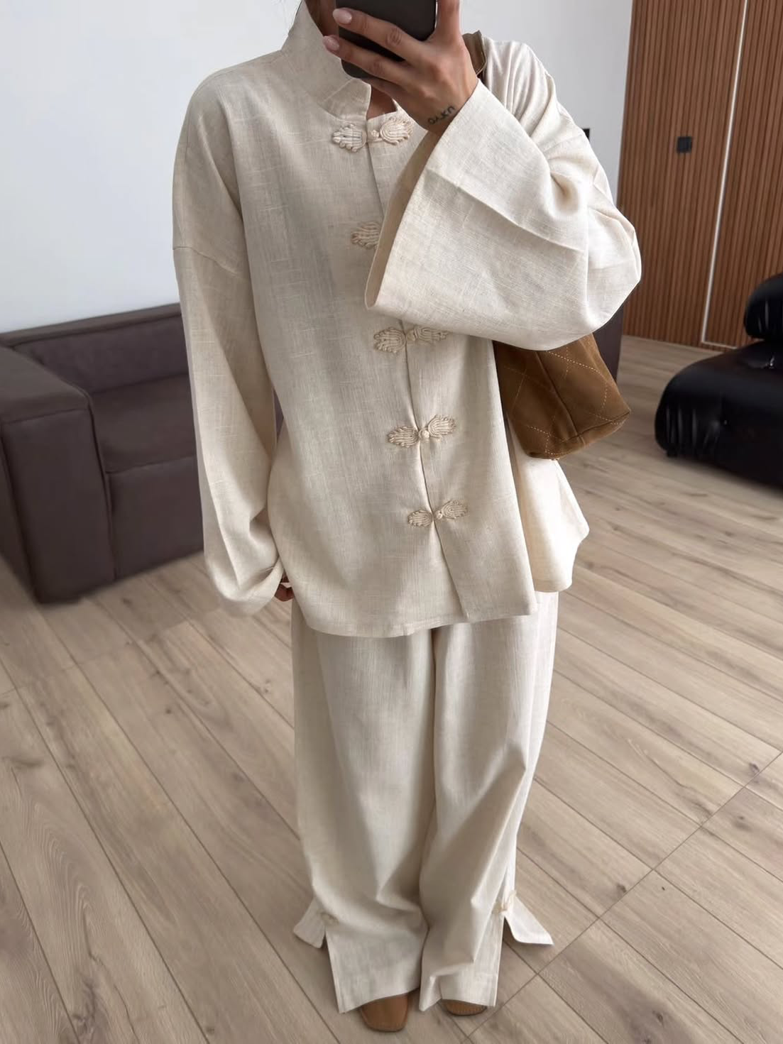 Women’s Linen Blend Shirt and Pants Set