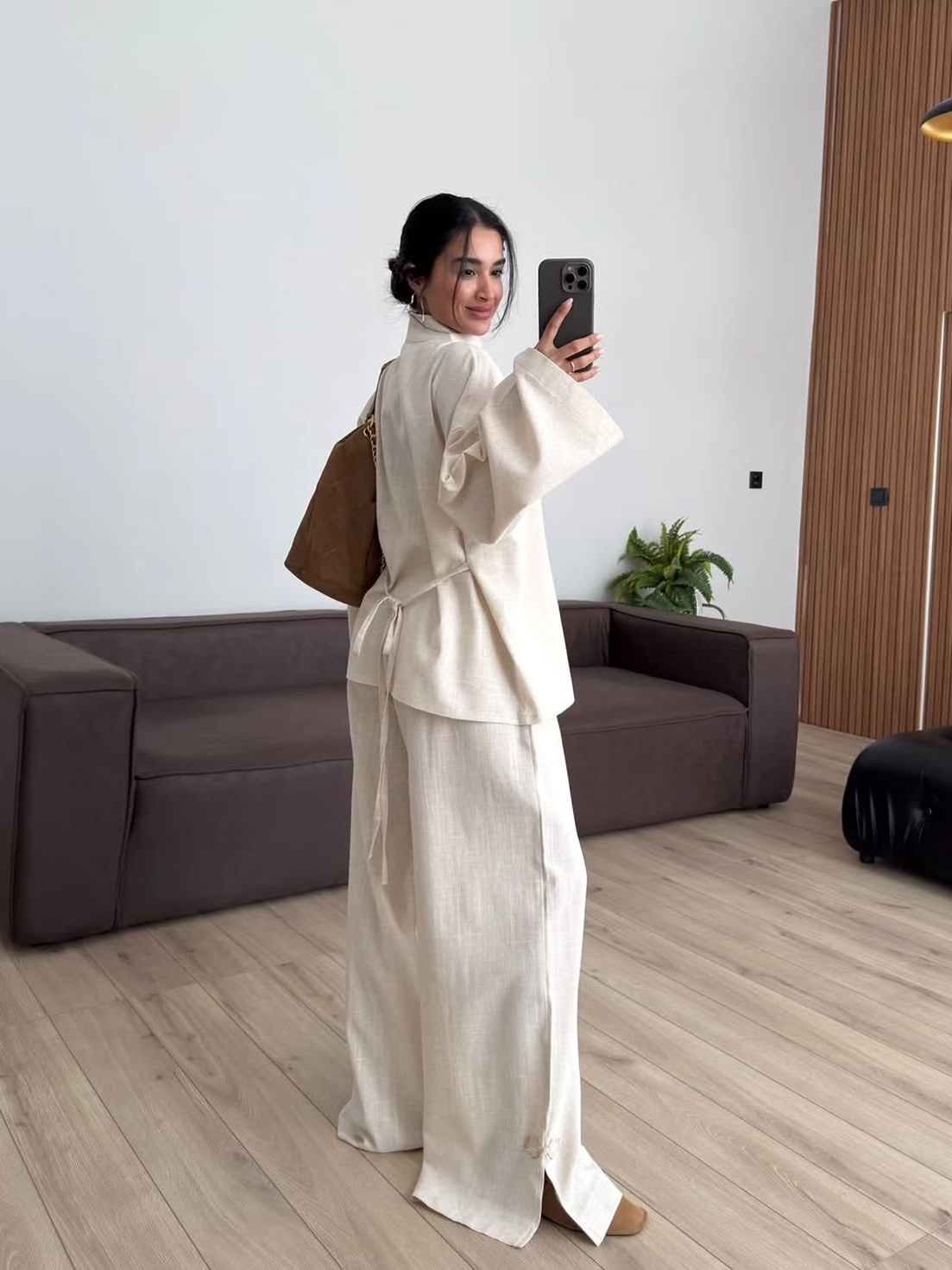 Women’s Linen Blend Shirt and Pants Set