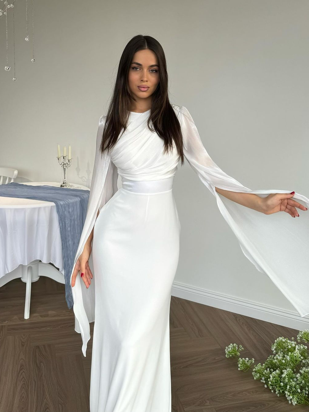 Women's Pleated Maxi Dress – Elegant Slim Fit Design