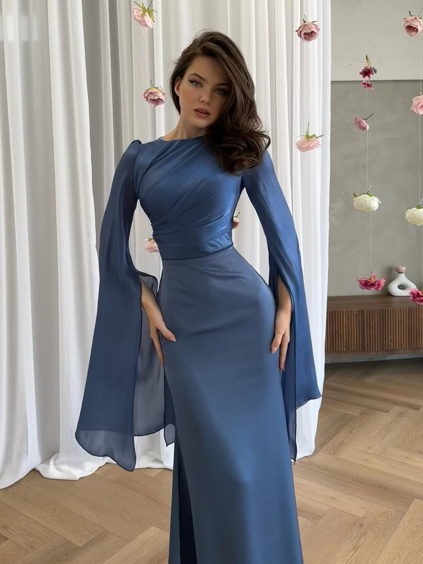 Women's Pleated Maxi Dress – Elegant Slim Fit Design