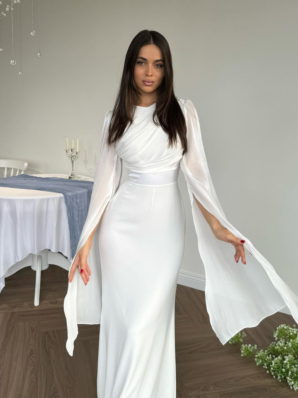 Women's Pleated Maxi Dress – Elegant Slim Fit Design