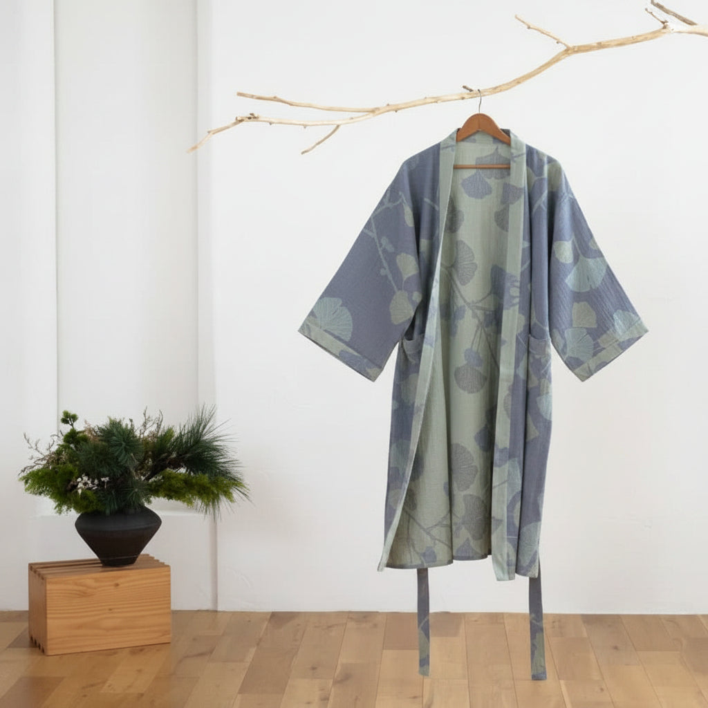 Women’s Reversible Organic Cotton Kimono Bathrobe