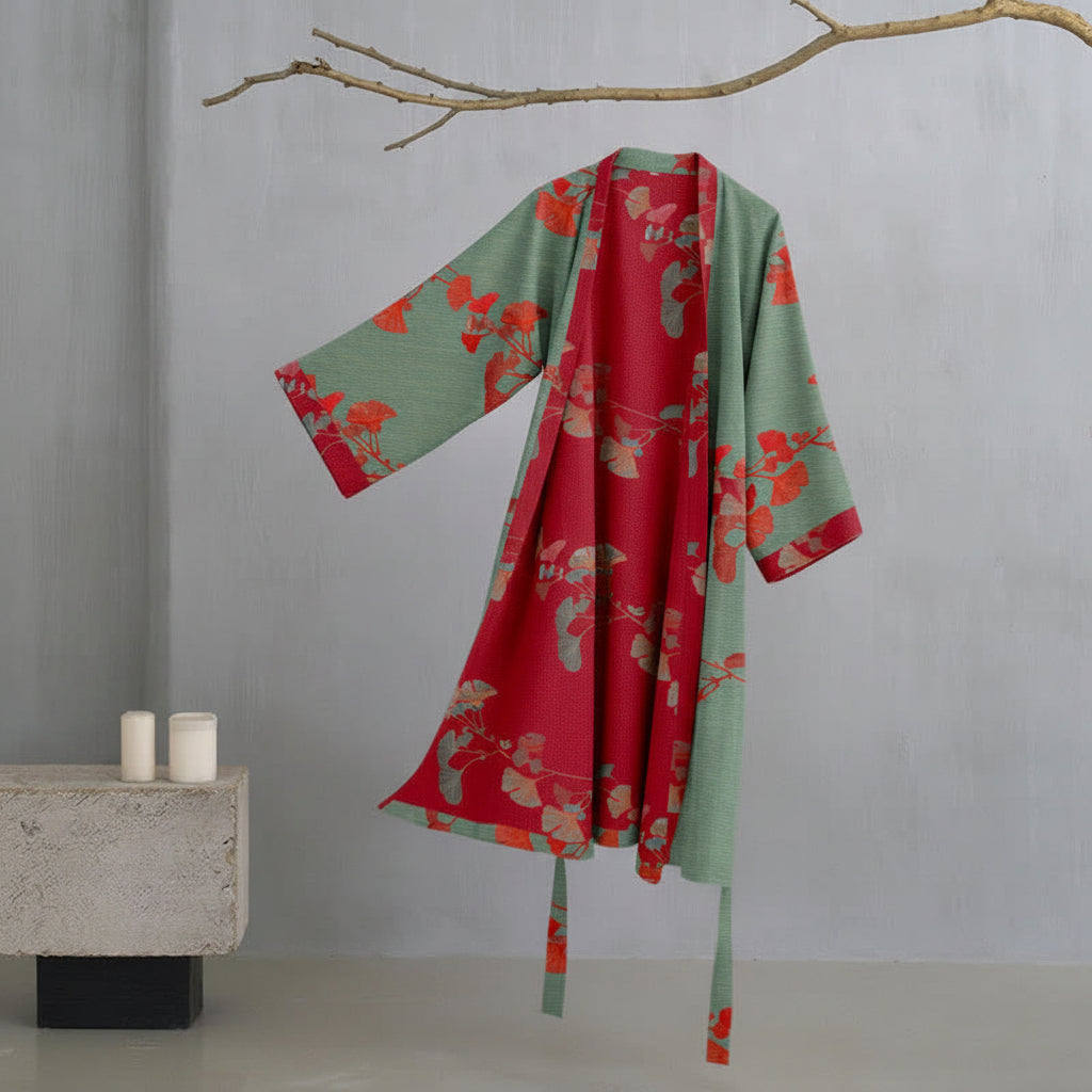 Women’s Reversible Organic Cotton Kimono Bathrobe