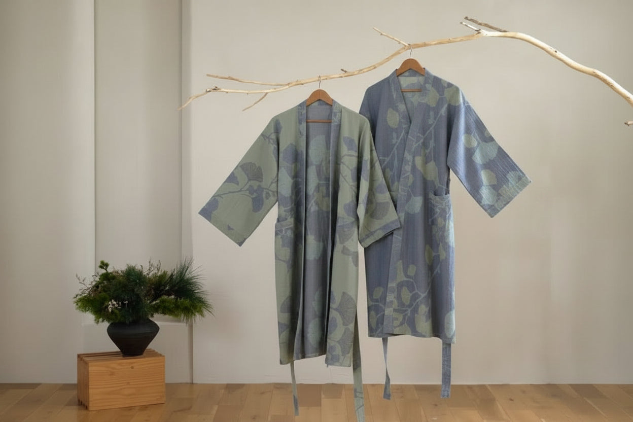 Women’s Reversible Organic Cotton Kimono Bathrobe
