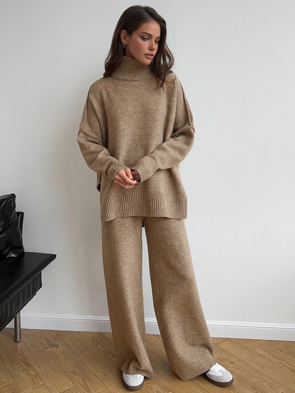Women’s Turtleneck Knit Pants Set