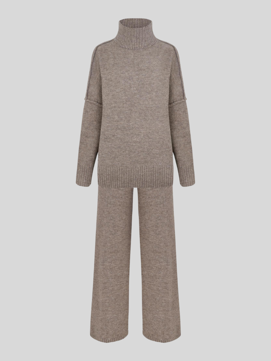 Women's Turtleneck Knit Top and Pants Set