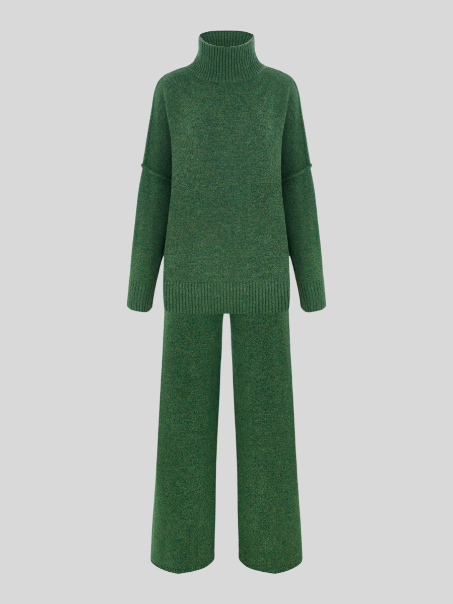 Women's Turtleneck Knit Top and Pants Set