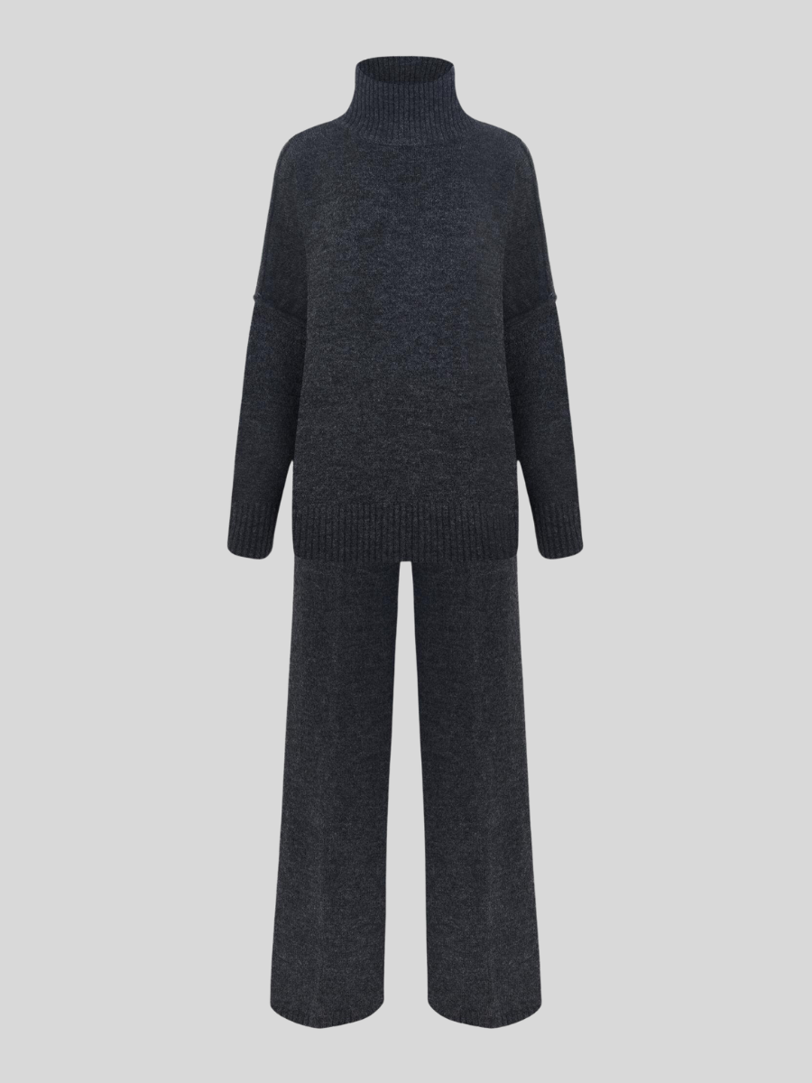 Women's Turtleneck Knit Top and Pants Set