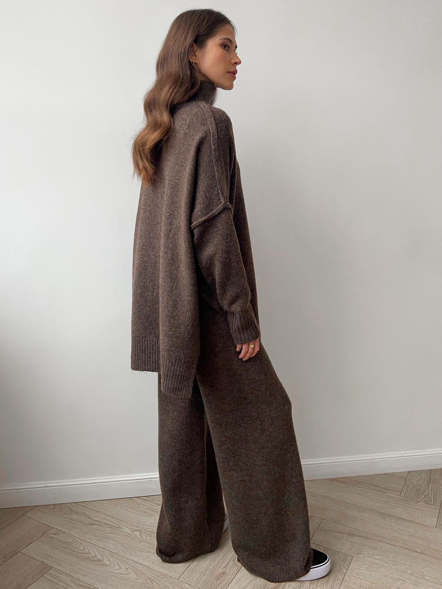Women's Turtleneck Knit Top and Pants Set