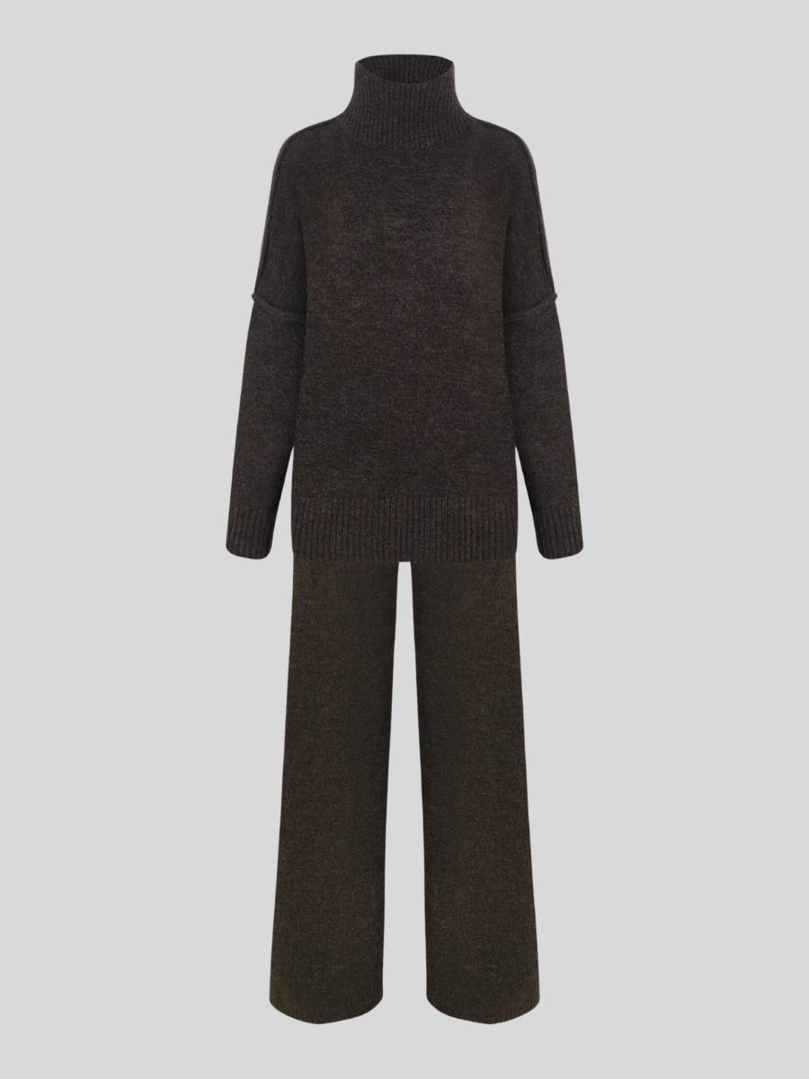 Women's Turtleneck Knit Top and Pants Set