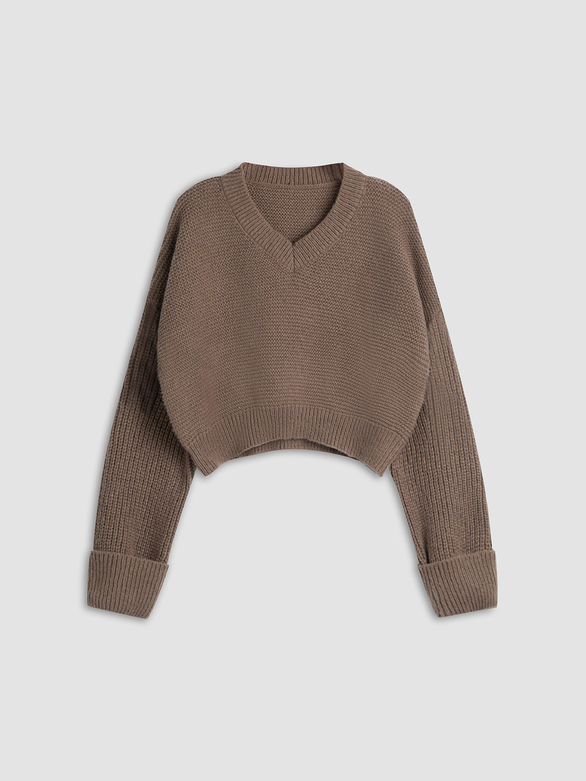 Women's V-Neck Knit Pullover Sweater – Relaxed Fit with Stretch