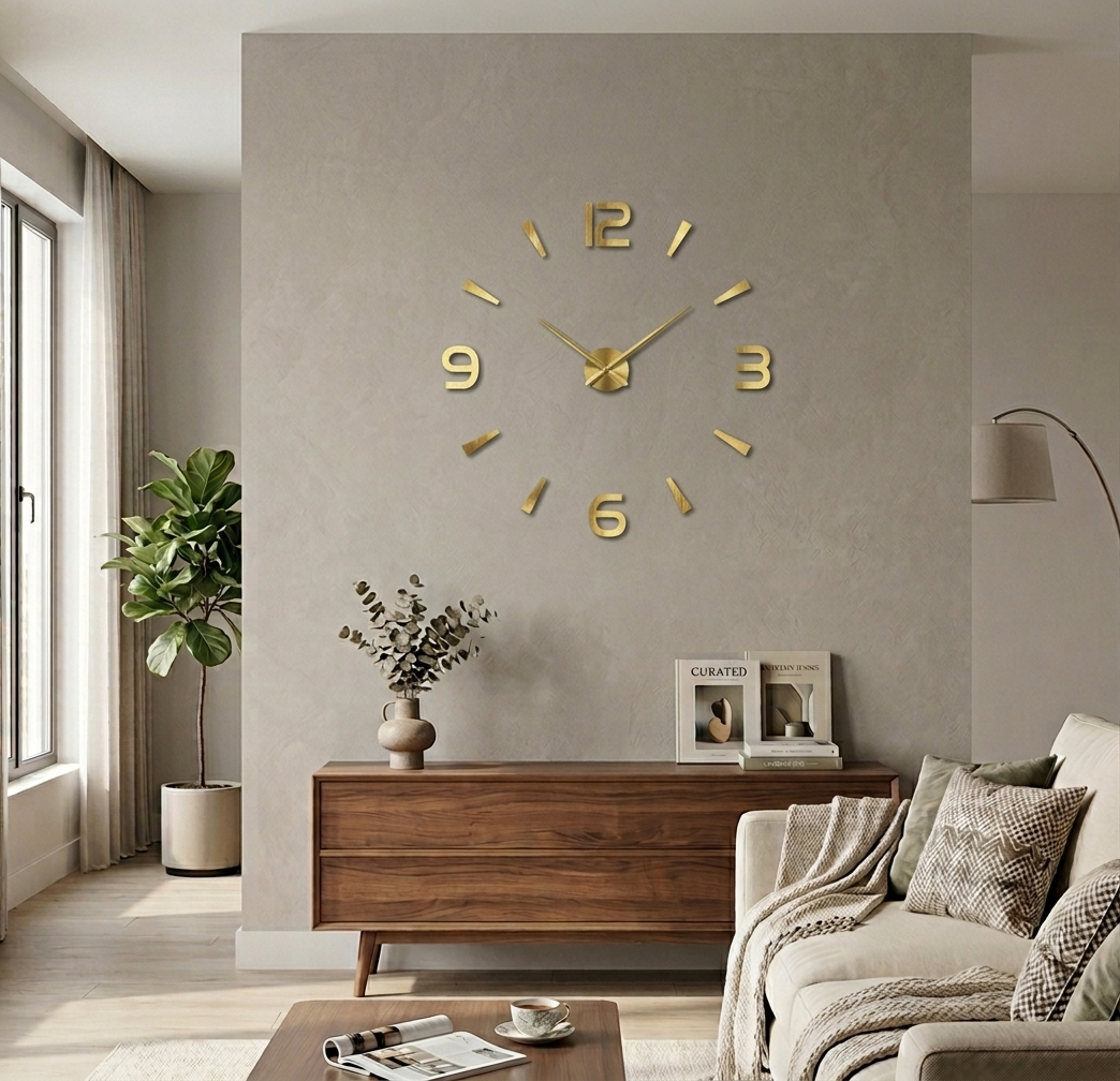 Customizable DIY Wall Clock Kit – Large 90cm Diameter Wall Clock Decor with Foam Numbers and Easy Installation