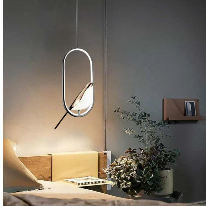 Pendant Light with Golden Bird and LED Lighting