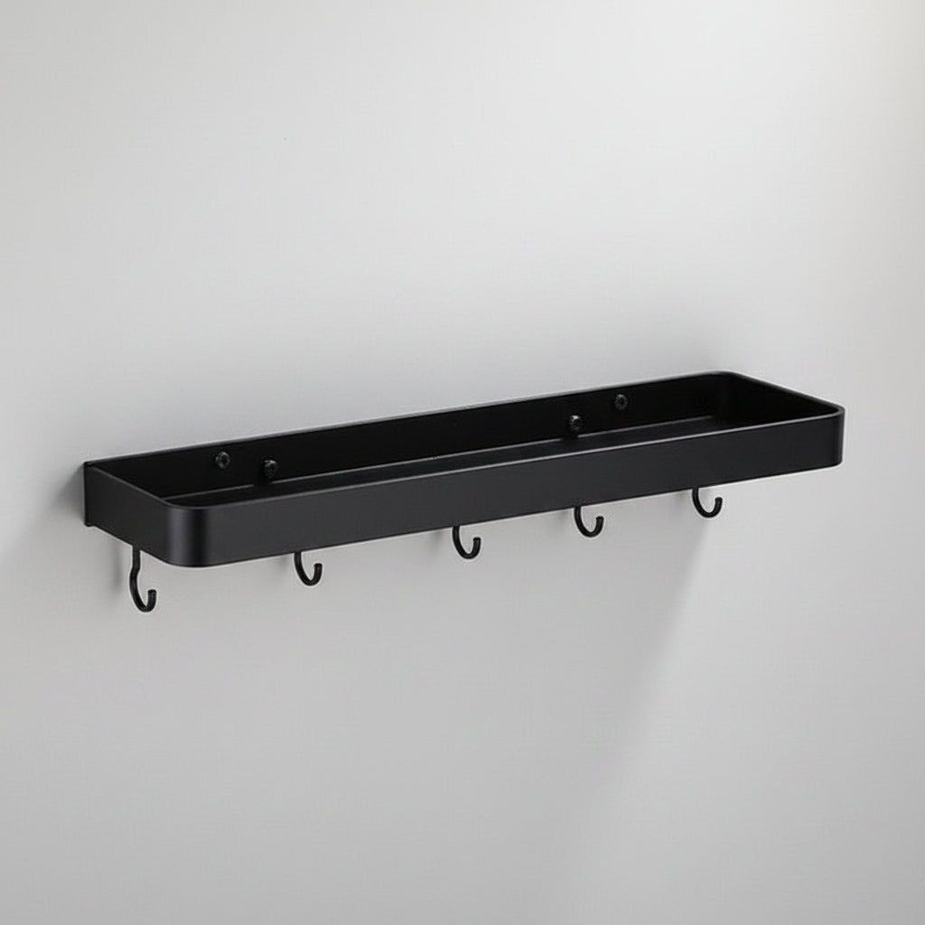 Black Aluminium Wall Shelf with Perforated Drainage Base