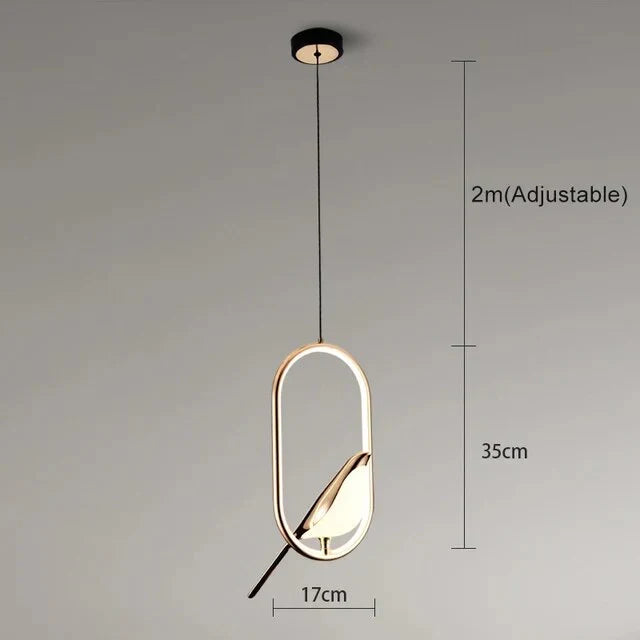 Pendant Light with Golden Bird and LED Lighting